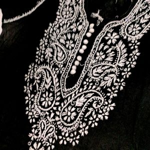 Black Chickenkari Kurta