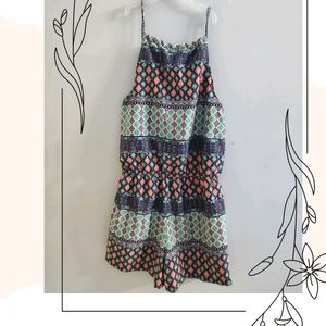 Blue and Peach Coloured Printed Playsuit(Sera)