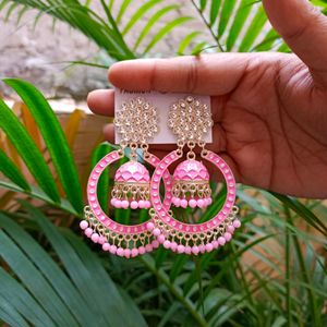 Meenakari Hoop Jhumka Earing