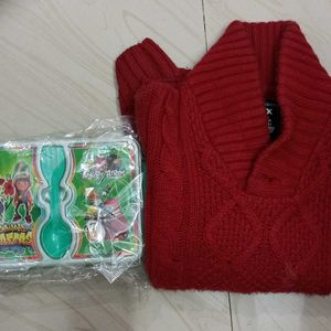 Sweater With Free Lunch Box For 6 to 9year