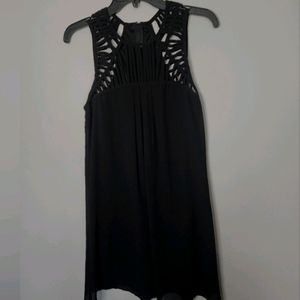 Gothic Black Cutout Georgette Midi Dress