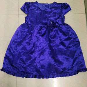 Blue Colour Satin Baby Girl Frock