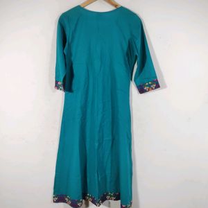 MD Sea Green Kurta With Printed Overcoat (Women)