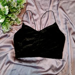 Black Velvet Crop Top