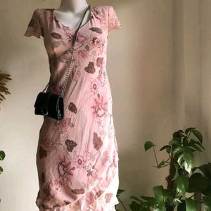 Pink Floral Dress Size:S/M