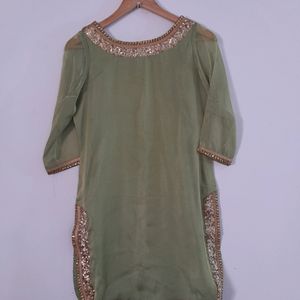 Light Green Sequence Kurta (Women's)