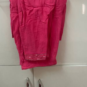 Pink Suit With Pant Oragnaza Duppta