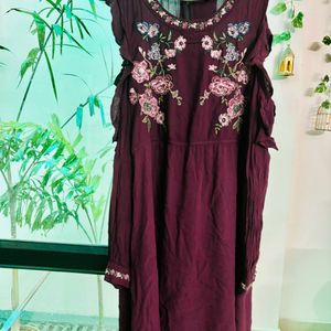 Maroon Embroidered Dress