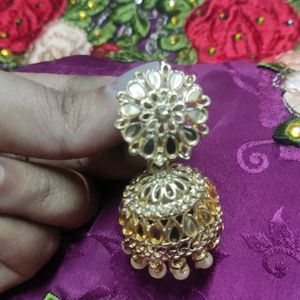 Golden Kundan Jhumka