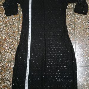 Chikankari Sequence Black Kurta 💕