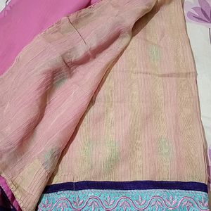 Pink And Cream Colour Saree