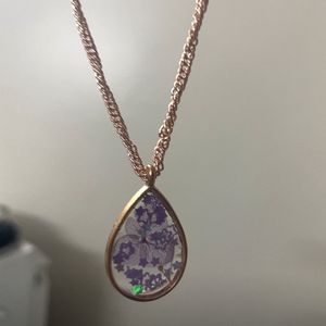 Purple Flower Resin Pendant