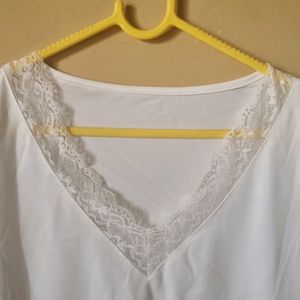 White Lace Border Top