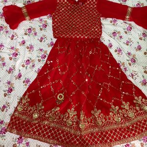 Elegant Red Party Dress for Kids (5-6 Years)