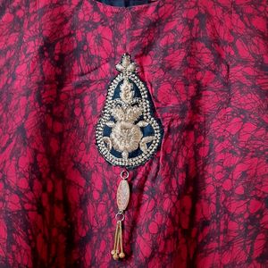 Aarvi Maroon Black Kurta