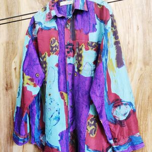 Purple Printed Shirt Size-44