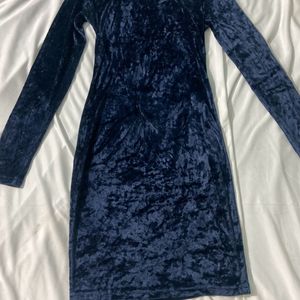 Vero Moda Women Navy Blue Bodycon Velvet Dress