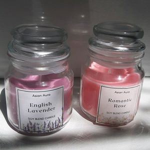 Asian Aura Lavendar and Rose Candles Jars