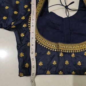 Navy Blue Beautiful Embroidery Design Blouse