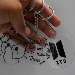 Homemade Bts, Cat, And Quote Keychain