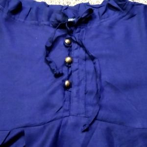 Flair Bell Sleeves Navy Blue Short Top