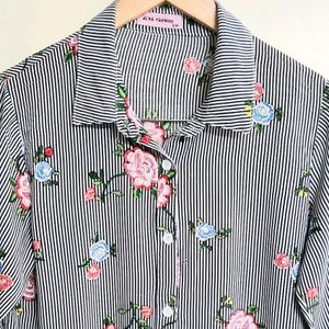 Grey Floral Shirt Size-34