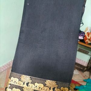 Plain Black Saree With Border