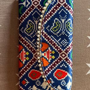 Women Patola Print Dark Blue Clutch