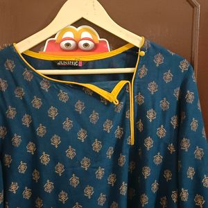 Navy Blue And Golden Kurti