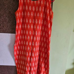 Orange Sleeveless Kurti