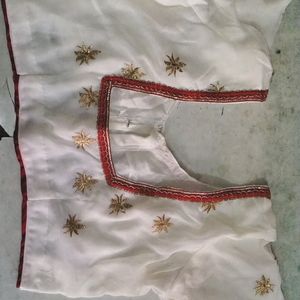 Off White Georgette, Cotton Blouse