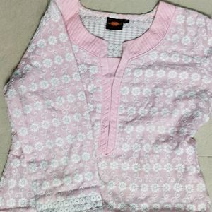 Pink Chikankari Kurti