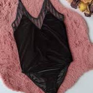 Panelled Velvet Bodysuit