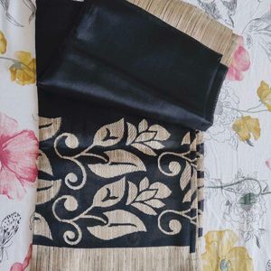 Black and Tan Floral Saree