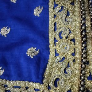 Navy Blue Saree With Embroidery Work