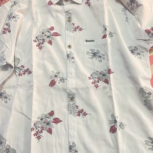 White Floral Design Shirt Of XL Size