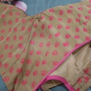 Nude Beutiful Flower Print Saree