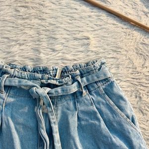 Paperbag Denim Shorts