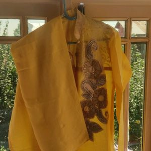 Women Yellow Suit With Work