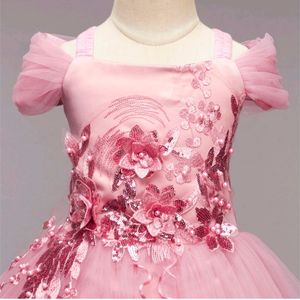 Girls Pink Half Embellished Gown