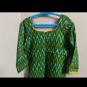 Green Colour Ikkat Kurti