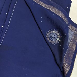 Navy Blue Saree With Blouse