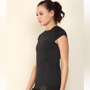 PUMAWomen Self Design Round Neck Black, Grey T-Shi