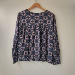 Greyish-Blue Printed A-line Top