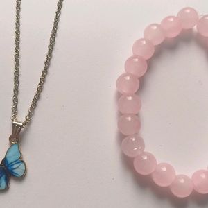 3 Pcs Butterfly Chain With Pendent And One Gift