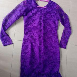 Women's Purple One Piece With Full Sleeves, Fully