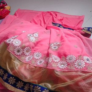 Pink Chiffon Saree