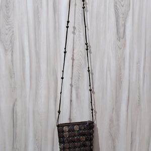 Brown Beaded Slingbag