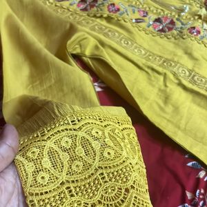 New Mustard Kurta Set With Dupatta