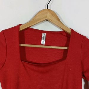 Red Plain Casual Top (Women)